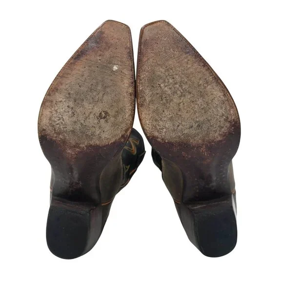 Heritage Boots Taupe Gray Orange Suede Leather Cowboy Western Boots Mens 10 CBC - Picture 5 of 16